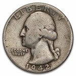1942 Washington Quarter 40-Coin Roll Avg Circ